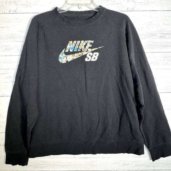 Nike SB Black Crewneck Sweatshirt Camo Spell Out Skateboarding - Picture 1 of 4